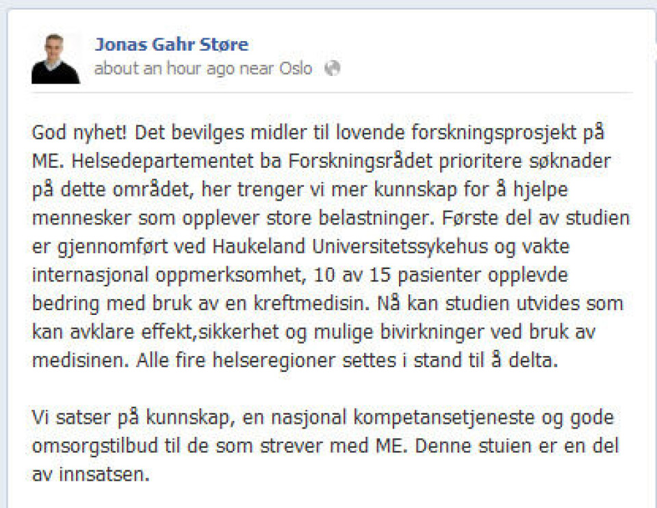 Får penger til ME-forskning
