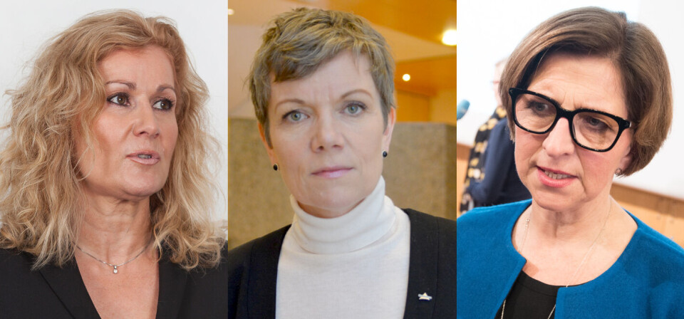 VIL IKKE TVINGE: Verken administrerende direktør Karita Bekkemellem i LMI (f.v.), president Marit Hermansen i Legeforeningen eller forbundsleder Eli Gunhild By i Sykepleierforbundet ønsker foreløpig å bruke tvang blant sine medlemmer for å få opp andelen som er åpne om å motta penger fra legemiddelindustrien. Foto: VIL IKKE TVINGE: Verken administrerende direktør Karita Bekkemellem i LMI (f.v.), president Marit Hermansen i Legeforeningen eller forbundsleder Eli Gunhild By i Sykepleierforbundet ønsker foreløpig å bruke tvang blant sine medlemmer for å få opp andelen som er åpne om å motta penger fra legemiddelindustrien. Foto: