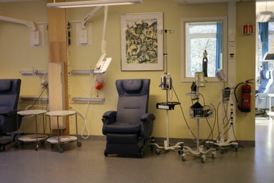 ROLIG: Det var få pasienter på Kreftavdelingen ved St. Olavs Hospital fredag formiddag.

            
                Foto: Julie Kalveland