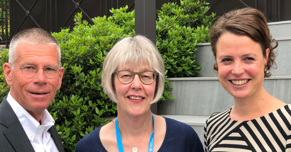 Fra venstre: Ambasadør for global helse i Sverige, Anders Nordstrøm, statssekretær Anne Grethe Erlandsen (H), Helse- og omsorgsdepartementet og assisterende direktør for europeiske og internasjonal helsepolitikk i Helsedepartementet i Tyskland, dr. Anna Babette Stier. Foto: Anne Hafstad