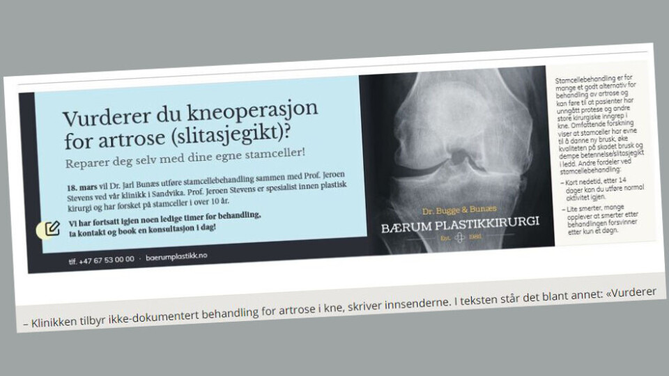 LOVBRUDD: Denne annonsen var i strid med helsepersonelloven §13, som stiller krav om at markedsføring av helse- og omsorgstjenester skal være «forsvarlig, nøktern og saklig», har Statsforvalteren i Oslo og Viken konkludert. Faksimilie: Budstikka Foto: LOVBRUDD: Denne annonsen var i strid med helsepersonelloven §13, som stiller krav om at markedsføring av helse- og omsorgstjenester skal være «forsvarlig, nøktern og saklig», har Statsforvalteren i Oslo og Viken konkludert. Faksimilie: Budstikka Foto: