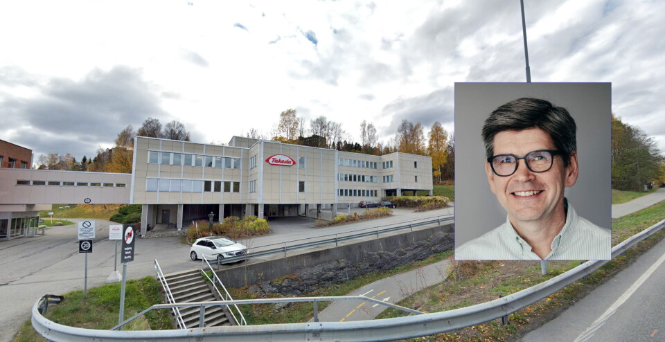 KORONAPRESS I ASKER: – Fraværet nå er noe høyere enn det pleier å være. Samtidig er det foreløpig ingen kritiske funksjoner hos oss som er satt ut av spill, opplyser Takeda Norge-sjef Bjørn Lie. Foto: Google Street View/Takeda