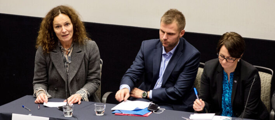 Camilla Stoltenberg (FHI), Torgeir Micaelsen (Ap) og Tone Trøen (H) var tre av deltakerne i paneldebatten på Dagens Medisins fagseminar om HelseOmsorg21. Foto: Rune Thorstein