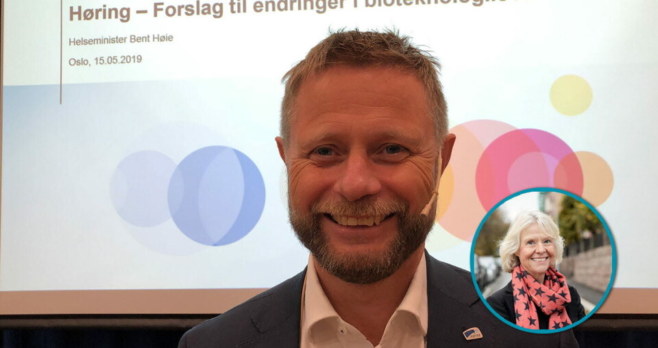 PÅ HØRING: Helseminister Bent Høie (H) sender nå forslag til ny bioteknologilov på høring Foto: Foto og montasje: Anne Hafstad/Lasse Moe