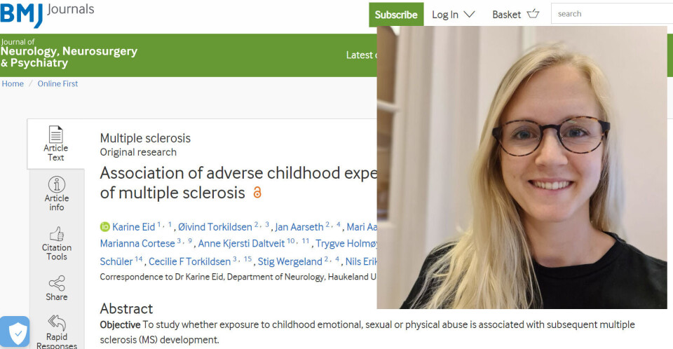 NY KUNNSKAP: Studien finner at «association of adverse childhood experiences» er en risikofaktor for utvikling av MS, og er ny kunnskap om MS. Foto: Skjermbilde/privat NY KUNNSKAP: Studien finner at «association of adverse childhood experiences» er en risikofaktor for utvikling av MS, og er ny kunnskap om MS. Foto: Skjermbilde/privat