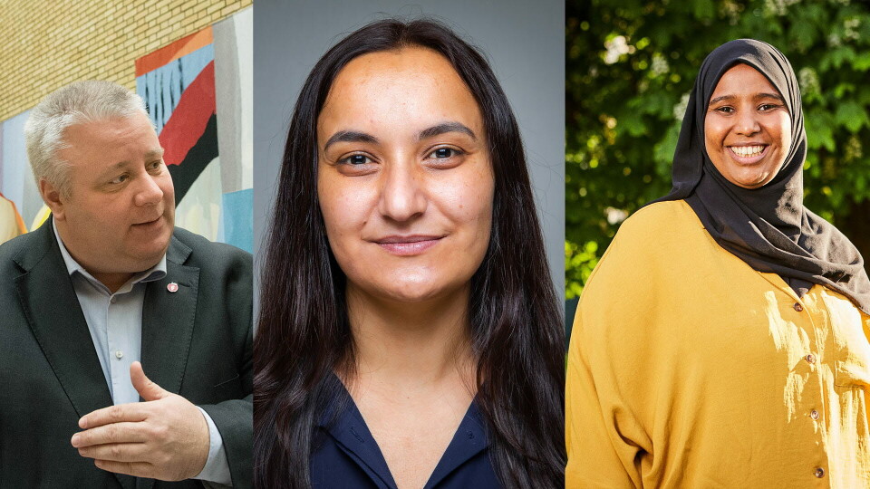 FORESLÅR LOVENDRING: Bård Hoksrud (Frp), Seher Aydar (R) og Marian Hussein (SV) foreslår å endre loven, slik at leger ikke kan ilegges overtredelsesgebyr. Foto: