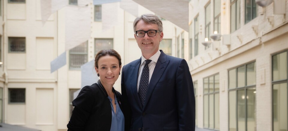 FORNYELSE: Ny generalsekretær i Kreftforeningen, Ingrid Stenstadvold Ross, og nestleder i styret Øyvind Eriksen i Kreftforeningens lokaler i Oslo. Foto: Jorunn Valle Nilsen/Kreftforeningen