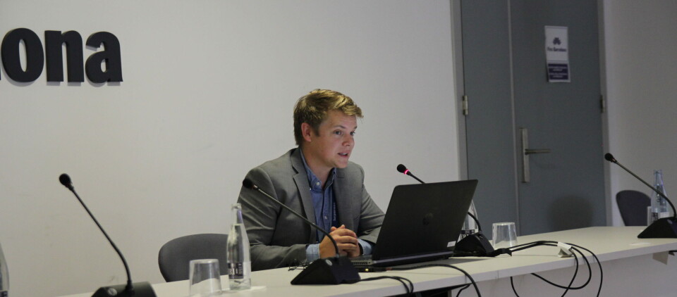 OVERRASKET: Nicolai Lund-Blix og kollegene fikk andre funn enn forventet i sin studie av mødre og barns gluteninntak og risiko for diabetes. Funnene ble presentert på en pressekonferanse på EASD 2019. Foto: Julie Kalveland OVERRASKET: Nicolai Lund-Blix og kollegene fikk andre funn enn forventet i sin studie av mødre og barns gluteninntak og risiko for diabetes. Funnene ble presentert på en pressekonferanse på EASD 2019. Foto: Julie Kalveland