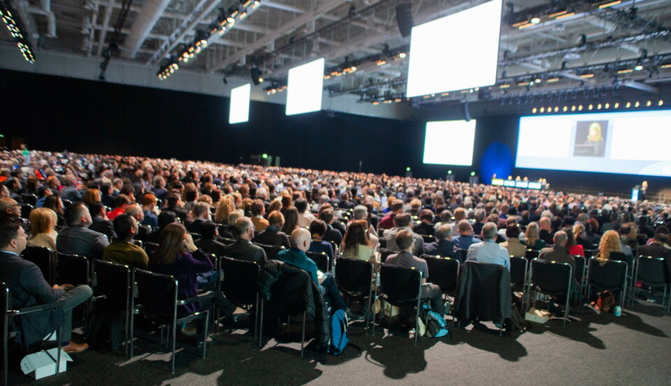 STOR INTERESSE: Hovedsalen i Messe Berlin var fullsatt da resultatene fra Harmony Outcomes ble lagt frem. Foto: Lasse Moe
