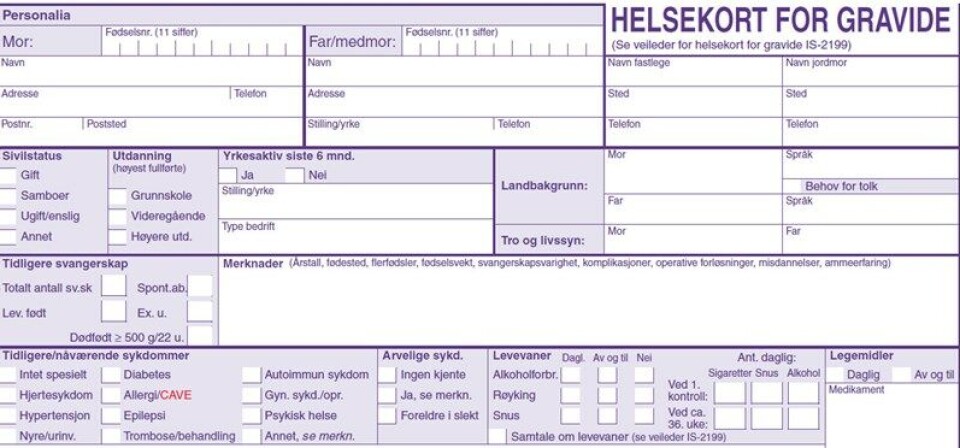Gravide må skrive helsekortet sitt på papir noen år til etter at helseminister Bent Høie utsetter innføring av elektronisk helsekort for gravide Foto: Gravide må skrive helsekortet sitt på papir noen år til etter at helseminister Bent Høie utsetter innføring av elektronisk helsekort for gravide Foto: