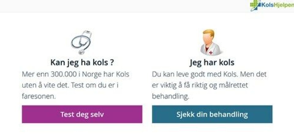 NY NETTSIDE: På Kolshjelpen.no kan pasienter kan få behandlingsråd skreddersydd sitt eget sykdomsbilde. Skjermdump fra Kolshjelpen.no