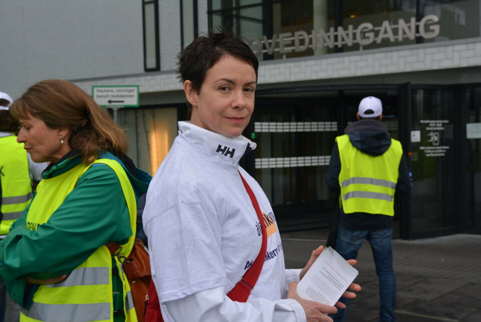I STREIK: Patricia Merckoll ved Ahus kjemper for å beholde kollektive vaktplaner i Norge. Foto: Målfrid Bordvik
