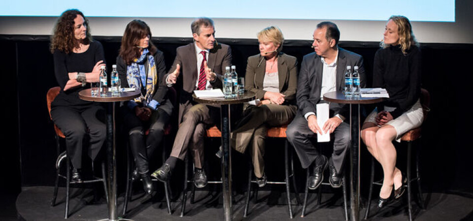 Debattpanelet: Camilla Stoltenberg, Ann Sire Fjerdingstad, Jonas Gahr Støre, Kari Kjønaas Kjos, Fedon Lindberg og Hege Gjessing. Foto:
