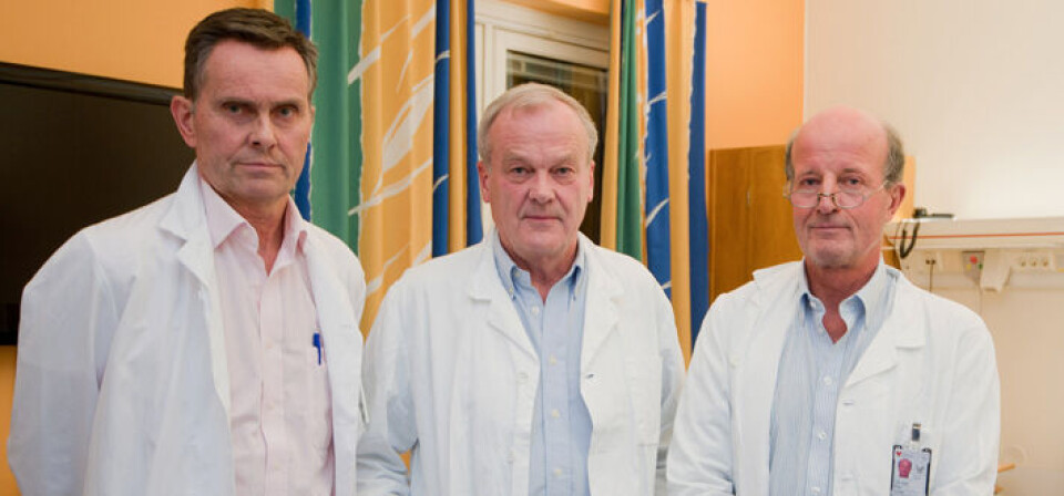 Fra venstre: Gynekologene Erik Rokkones (OUS), Pål Øian (UNN), og Lars Espen Ernø (Sykehuset Østfold). Foto: Vidar Sandnes