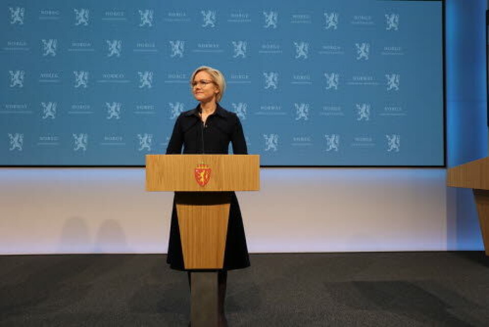 PRESSEKONFERANSE: Helseminister Ingvild Kjerkol (Ap) under en pressekonferanse om koronasituasjonen i februar.
Foto: Helse- og omsorgsdepartementet PRESSEKONFERANSE: Helseminister Ingvild Kjerkol (Ap) under en pressekonferanse om koronasituasjonen i februar.
Foto: Helse- og omsorgsdepartementet