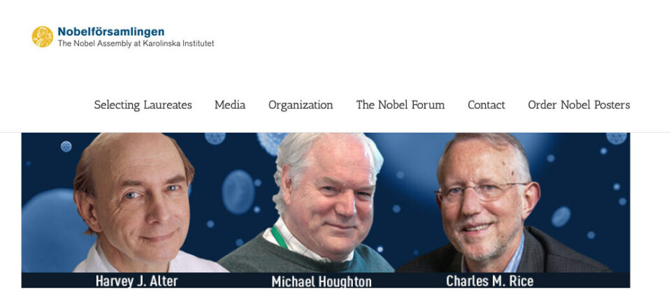 Skjermdump fra nobelkomiteens nettsider. Foto: