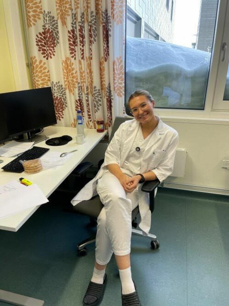 Dorthe Aslaksen er på plass på sykehuset i Kirkenes for å være turnuslege det neste året. 

            
                Foto: Privat