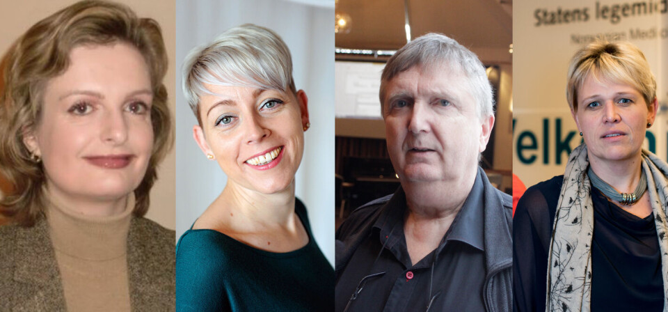STRID OM PRISMODELLER: Det er uenighet blant flere om prisene på et legemiddel skal variere mellom ulike indikasjoner. F.v Line Walen i Roche, Jeanette Hoel i Gynkreftforeningen, Asbjørn Mack i Legemiddelinnkjøpssamarbeid og Kristin Svanqvist i Legemiddelverket. Foto: Roche/ Gynkreftforeningen/ Lasse Moe / Vidar Sandnes