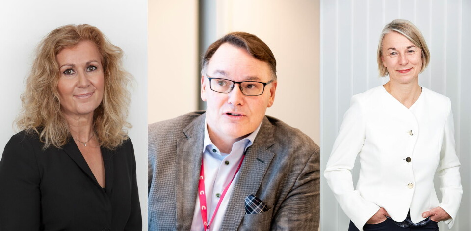 SAMARBEID: Karita Bekkemellem (til venstre), administrerende direktør i Legemiddelindustrien, Kjetil Taskén (i misten), instituttleder ved institutt for kreftforskning på Radiumhospitalet og Jutta Heix, leder for internasjonale oppgaver i Oslo Cancer Cluster. Foto: SAMARBEID: Karita Bekkemellem (til venstre), administrerende direktør i Legemiddelindustrien, Kjetil Taskén (i misten), instituttleder ved institutt for kreftforskning på Radiumhospitalet og Jutta Heix, leder for internasjonale oppgaver i Oslo Cancer Cluster. Foto: