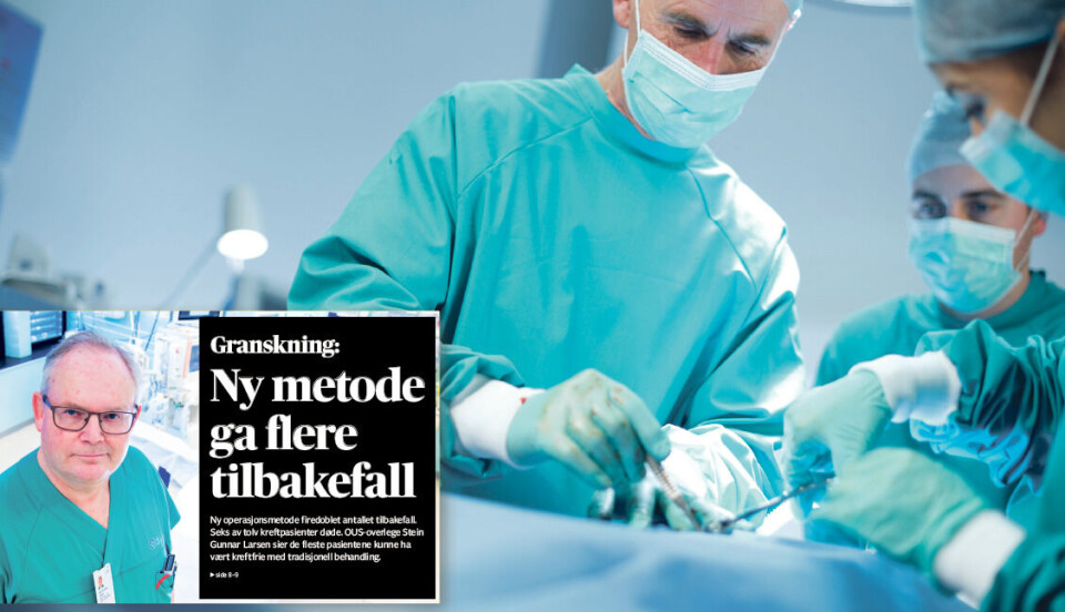 GRIPER INN: Helseminister Bent Høie (H) pålegger de regionale helseforetakene, hvor pasienter med endetarmskreft er operert med en ny operasjonsmetode som ga flere alvorlige tilbakefall, om å gi bedre informasjon til pasientene Foto: Fotomontasje: Annemette Sande