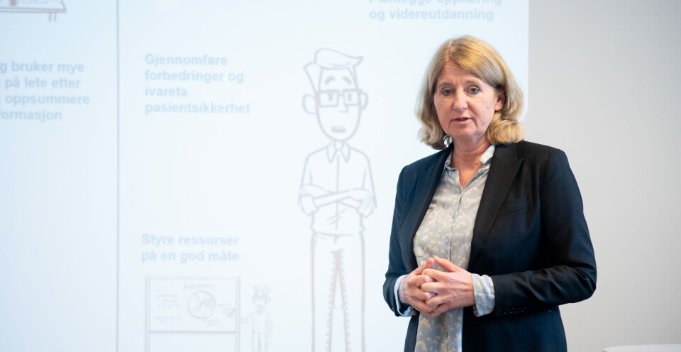 REGJERINGEN VIL BE OM MER INFO: Direktør i Direktoratet for e-helse, Christine Bergland, presenterte «Sentralt styringsdokument» for Akson-prosjektet i mars i år. Nå vil regjeringen ha et oppdatert styringsdokument, kommer det frem i forslag til statsbudsjett for 2021. Dette er en av tre føringer regjeringen foreslår å legge til grunn for videre statlig finansiering. Foto: Vidar Sandnes REGJERINGEN VIL BE OM MER INFO: Direktør i Direktoratet for e-helse, Christine Bergland, presenterte «Sentralt styringsdokument» for Akson-prosjektet i mars i år. Nå vil regjeringen ha et oppdatert styringsdokument, kommer det frem i forslag til statsbudsjett for 2021. Dette er en av tre føringer regjeringen foreslår å legge til grunn for videre statlig finansiering. Foto: Vidar Sandnes