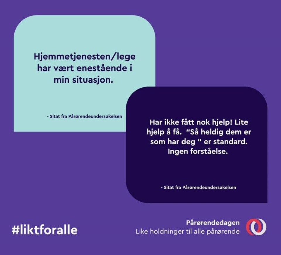 Likestilling – like muligheter når du er pårørende