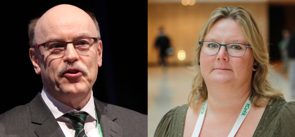KRITISERER HEMMELIGHOLD: Leder Frank Jørgensen i Norske Sykehusfarmasøyters Forening og leder Tove Ytterbø i Norges Farmaceutiske Forening. Foto: Øyvind Bosnes Engen/Lasse Moe