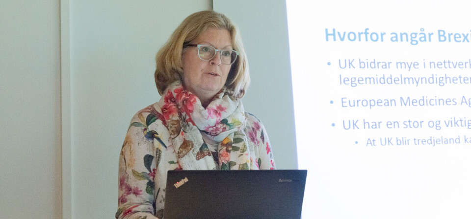 MANER INDUSTRIEN TIL HANDLING: Karen Marie Ulshagen, områdedirektør for legemiddeltilgang i SLV, under DM Pharmas frokostmøte onsdag. Foto: Per Corneliussen