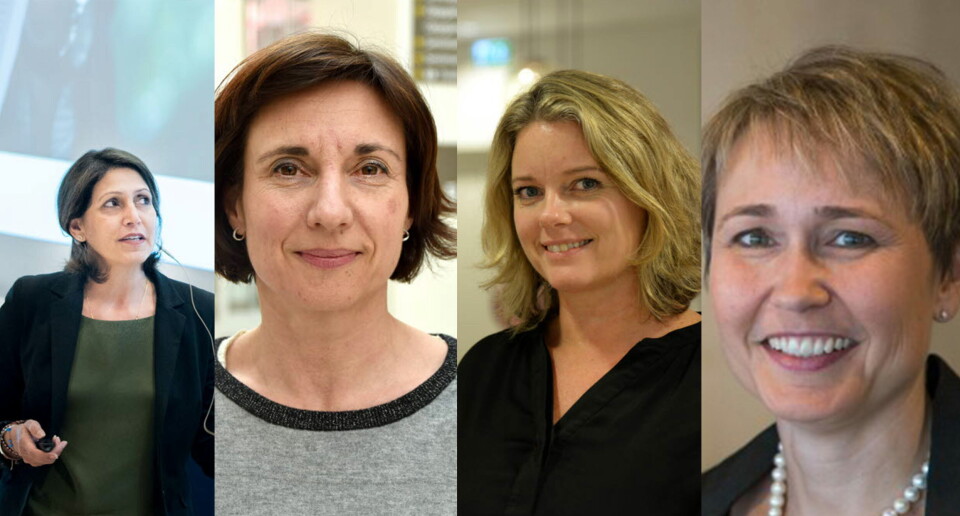 COVID-19: Rajji Mehdwan i Roche Norge, Veronika Barrabes i Novartis Norge, Line Storesund Rondan i GlaxoSmithKline (GSK) og Annette Hommelgaard i Gilead Sciences Nordics forteller om flere Covid-19-prosjekter. Foto: