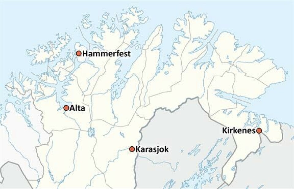 Finnmarkssykehuset er samlet på fire steder: Hammerfest, Kirkenes, Alta og Karasjok. Foto: Finnmarkssykehuset er samlet på fire steder: Hammerfest, Kirkenes, Alta og Karasjok. Foto: