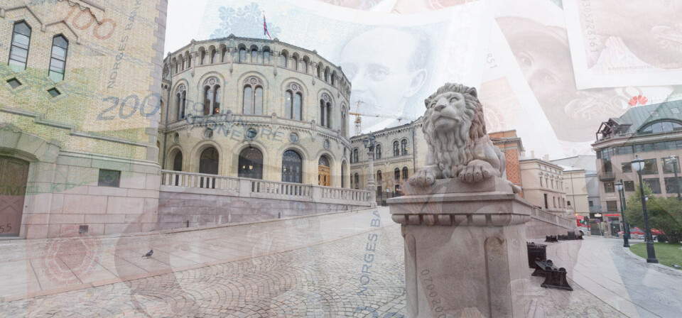NYTT BUDSJETT: Finansminister Siv Jensen legger frem statsbudsjettet i Stortinget torsdag 12. oktober. Illustrasjon/montasje: Per Corneliussen / Lasse Moe Foto: