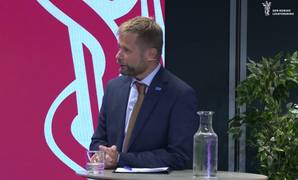 NASJONAL ORDNING: Det var under Legeforeningens valgdebatt at Høie kom med nyheten om å gjøre ordningen med allmennleger i spesialisering (ALIS) til en nasjonal ordning. Foto: Skjermdump fra debatten Foto: NASJONAL ORDNING: Det var under Legeforeningens valgdebatt at Høie kom med nyheten om å gjøre ordningen med allmennleger i spesialisering (ALIS) til en nasjonal ordning. Foto: Skjermdump fra debatten Foto:
