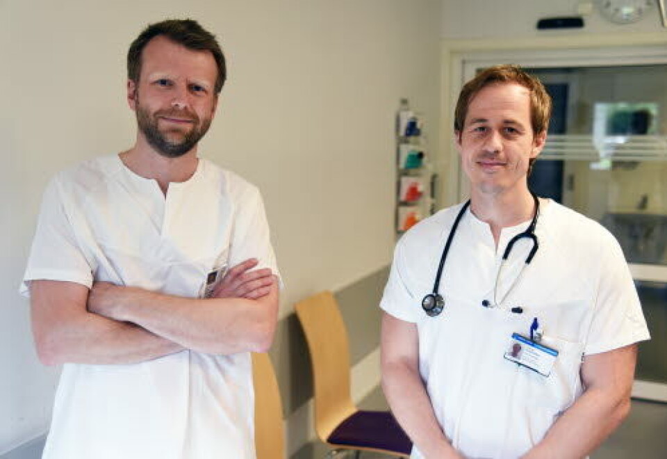 FORSKERE: Vethe og Kristiansen sier de er overrasket over resultatene.
Foto: Erik Modal / Vestre Viken HF FORSKERE: Vethe og Kristiansen sier de er overrasket over resultatene.
Foto: Erik Modal / Vestre Viken HF