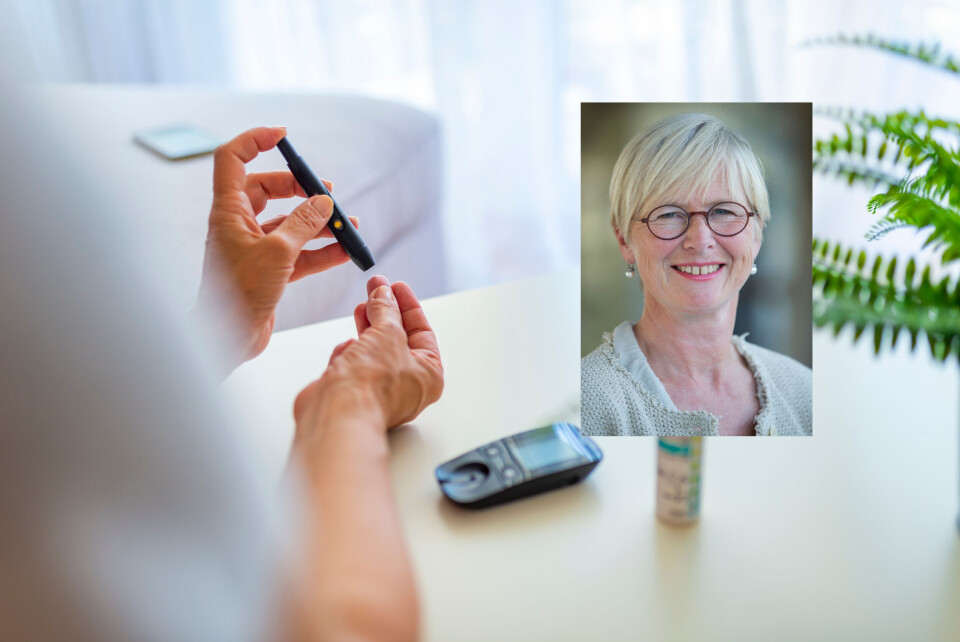 NEGATIV EFFEKT: Personer med diabetes benytter egne målere for å monitorere blodsukkernivået. Covid-19-pandemien har ført til avbrudd i diabetesbehandlingen i flere land, forteller WHO-direktør for ikke-smittsomme sykdommer Bente Mikkelsen (innfelt). Foto: Getty Images/WHO NEGATIV EFFEKT: Personer med diabetes benytter egne målere for å monitorere blodsukkernivået. Covid-19-pandemien har ført til avbrudd i diabetesbehandlingen i flere land, forteller WHO-direktør for ikke-smittsomme sykdommer Bente Mikkelsen (innfelt). Foto: Getty Images/WHO