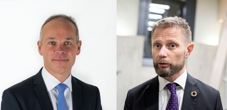Helseminister Bent Høie (H) (t.h) og Helse- og omsorgsdepartementet mener finansminister Jan Tore Sanner (H) og Finansdepartementet må svare på spørsmål om Akson. Men Finansdepartementet mener dette er Helse- og omsorgsdepartementets ansvar. De sender spørsmålet i retur. Foto: Helseminister Bent Høie (H) (t.h) og Helse- og omsorgsdepartementet mener finansminister Jan Tore Sanner (H) og Finansdepartementet må svare på spørsmål om Akson. Men Finansdepartementet mener dette er Helse- og omsorgsdepartementets ansvar. De sender spørsmålet i retur. Foto: