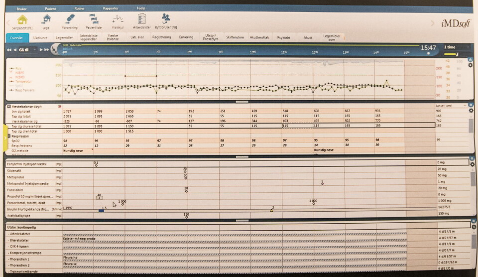 Den elektroniske kurveløsningen MetaVision, er tatt i bruk ved Ahus Foto: Vidar Sandnes