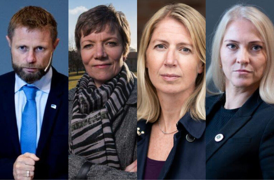 VALGLØFTER 2017-2020: Bent Høie har vært statsråd for helse i syv år. Legepresident Marit Hermansen, Mina Gerhardsen i Nasjonalforeningen for folkehelsen og Lill Sverresdatter Larsen, leder i Norsk Sykepleierforbud Foto: Vidar Sandnes og pressefoto