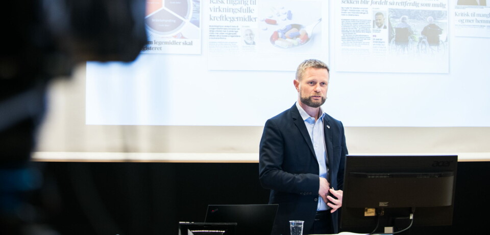 BEDRE SAMARBEID: I den nye stortingsmeldingen om helsenæringen står samarbeid mellom industri og den offentlige helsetjenesten sentralt. Helseminister Bent Høie (H) mener det er nødvendig for å sikre pasienter god behandling fremover Foto: Vidar Sandnes