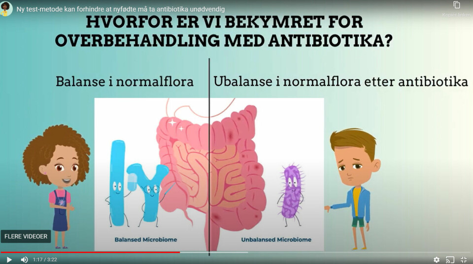 VIDEO: Sisteårs forskerlinjestudent ved Univetsitetet i Tromsø (UiT) har publisert en fagartikkel og laget en animasjonsvideo om en ny testmetode for å avdekke om en nyfødt har blodforgiftning.  Foto: Skjermbilde
