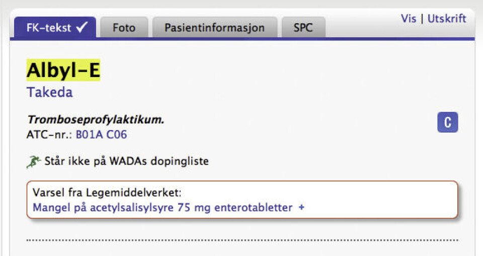 Automatisk varsling om legemiddelmangel