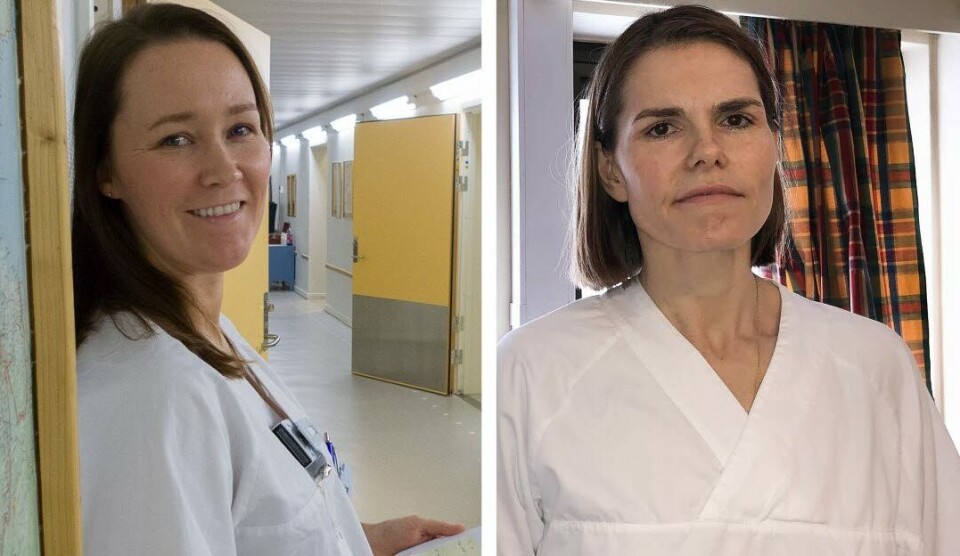 PREKÆR PLASSMANGEL: Marit Vidringstad (t.v) og Ingvild Agledahl er blant dem som i lang tid har varslet om det de beskriver som en prekær plassmangel ved Nye Hammerfest sykehus. Foto: