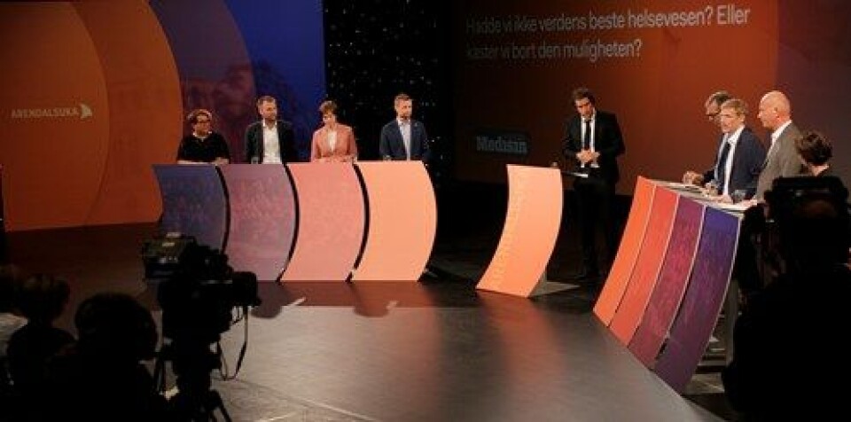 DEBATT: Helsedebatten ble arrangert i Arendal kulturhus. Med helsepolitikere, fagfolk, økonomer og forskere.
Foto: Lasse Moe