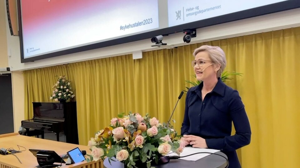 I talen slår helseminister Ingvild Kjerkol fast at sykehusene må stramme inn økonomien i 2023 for å håndtere økte priser og lønninger. Foto: Elisabeth Johansen I talen slår helseminister Ingvild Kjerkol fast at sykehusene må stramme inn økonomien i 2023 for å håndtere økte priser og lønninger. Foto: Elisabeth Johansen
