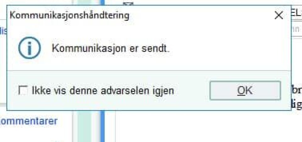 Dette er bekreftelsen som kommer etter at et brev er sendt – ikke særlig informativ, mener Kristin Helset. Dette er bekreftelsen som kommer etter at et brev er sendt – ikke særlig informativ, mener Kristin Helset.