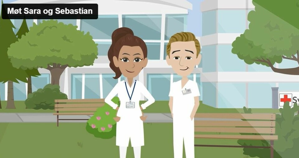 OPPLÆRING: I Helsedirektoratets nye opplæringsprogram DigLIS kan du møte de fiktive LIS-legene Sara og Sebastian.