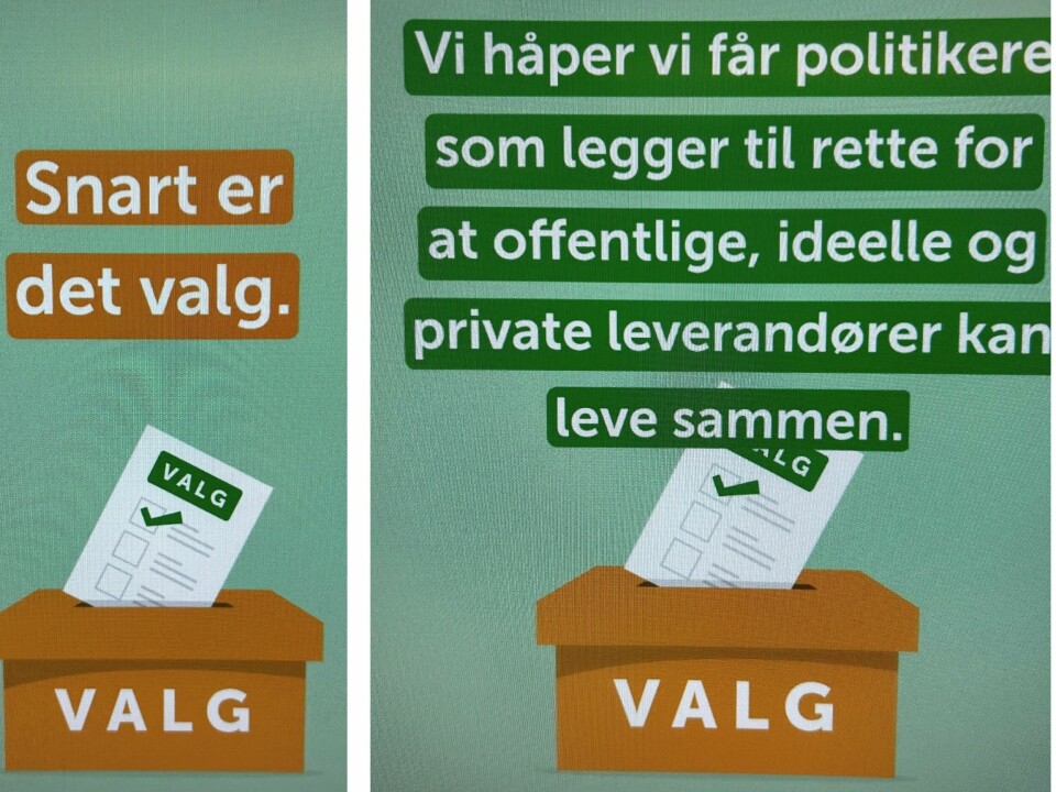 KAMPANJE: Norlandia har den siste tiden kjøpt annonser på Facebook og laget egne videoer med et politisk budskap. Valgforsker mener innblanding i den politiske valgkampen fra store private aktører er betenkelig.
