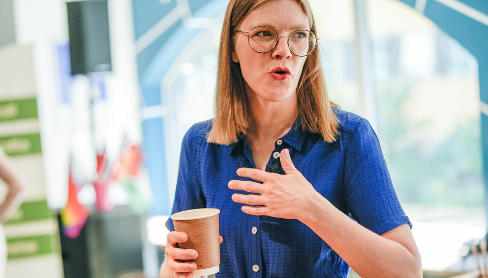 VIL HA REFORM: Rødt-leder Marie Sneve Martinussen på partiets sommerpressekonferanse i Oslo torsdag. Foto: Terje Bendiksby / NTB