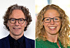 To portretter side om side mot hvit bakgrunn, en mann til venstre og en kvinne til høyre.