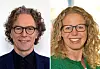 To portretter side om side mot hvit bakgrunn, en mann til venstre og en kvinne til høyre.