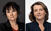 Sideordnet portrett av to kvinner mot mørke bakgrunner.